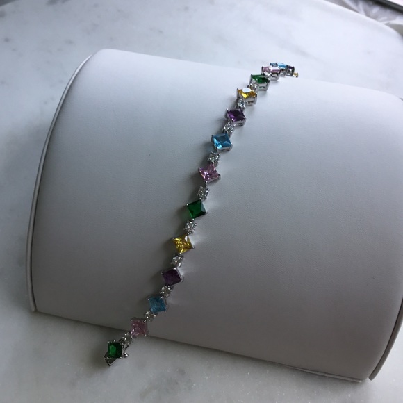 Sterling 8” Multi Color Cz Tennis Bracelet - Picture 3 of 11